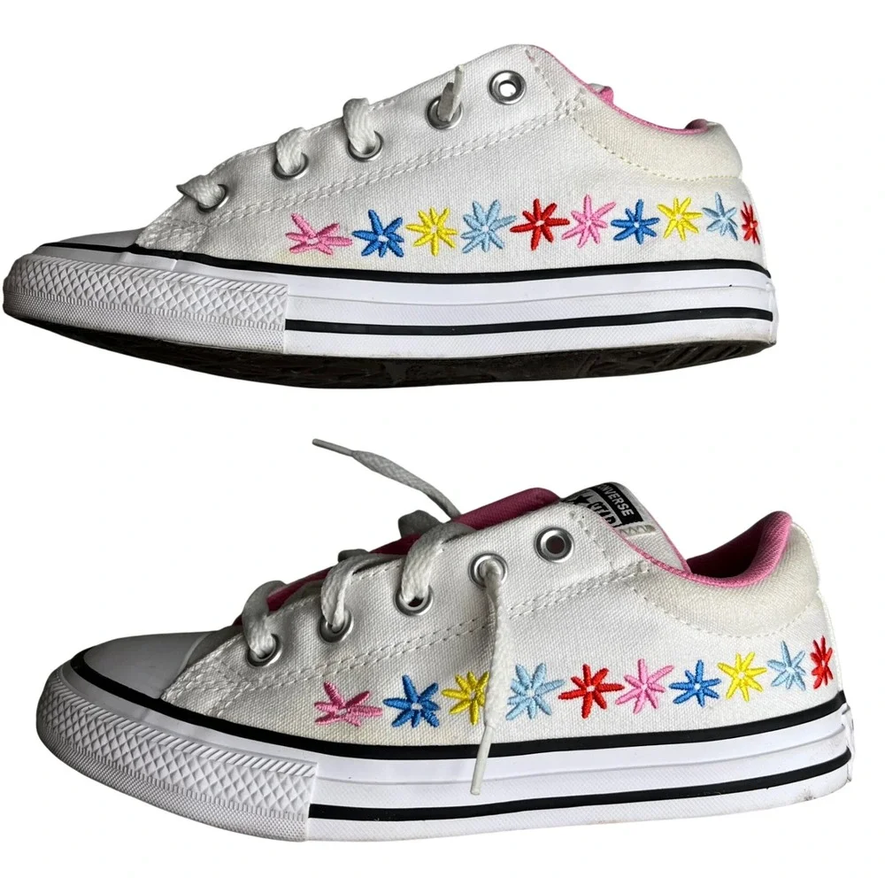 Converse Shoes CTAS Street Slip Youth 3 White Canvas Pink Floral A09815F Sneaker